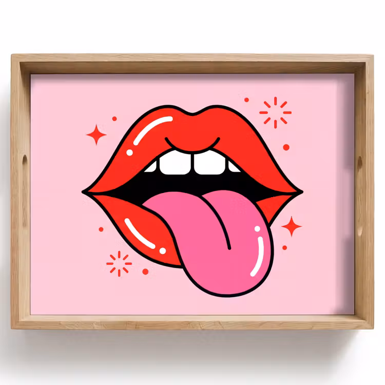 Lippen - Tong - Pop-art - Kleurrijk - Roze Dienblad Rechthoek middel -z3d_shopping