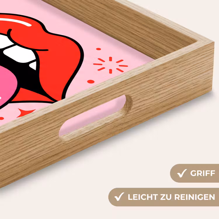 Lippen - Tong - Pop-art - Kleurrijk - Roze Dienblad Rechthoek middel -USP_HandgreepDE