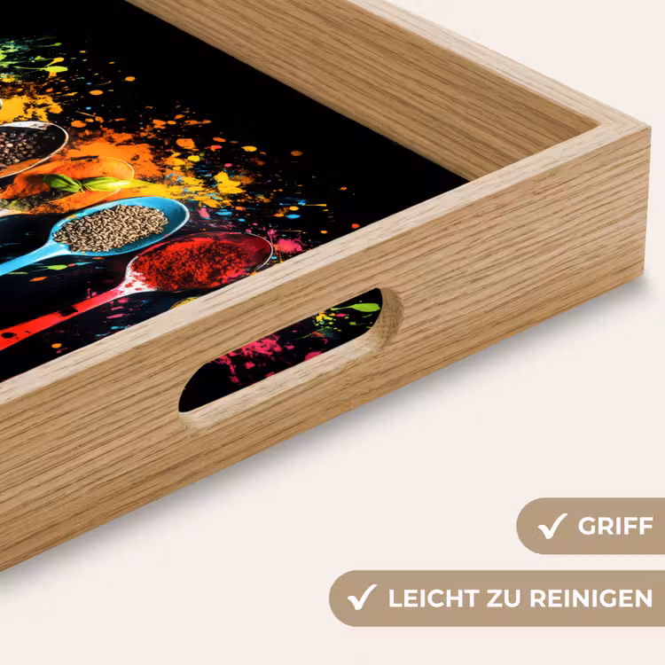 Lepels - Kruiden - Modern - Graffiti - Verf - Kleurrijk Dienblad Rechthoek middel -USP_HandgreepDE