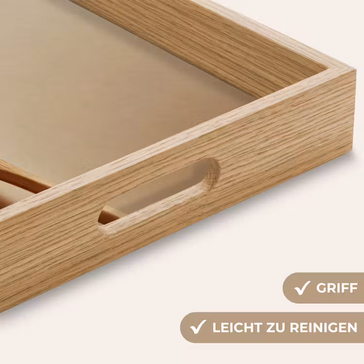 Lepel - Rijst - Hout - Beige Dienblad Rechthoek middel -USP_HandgreepDE