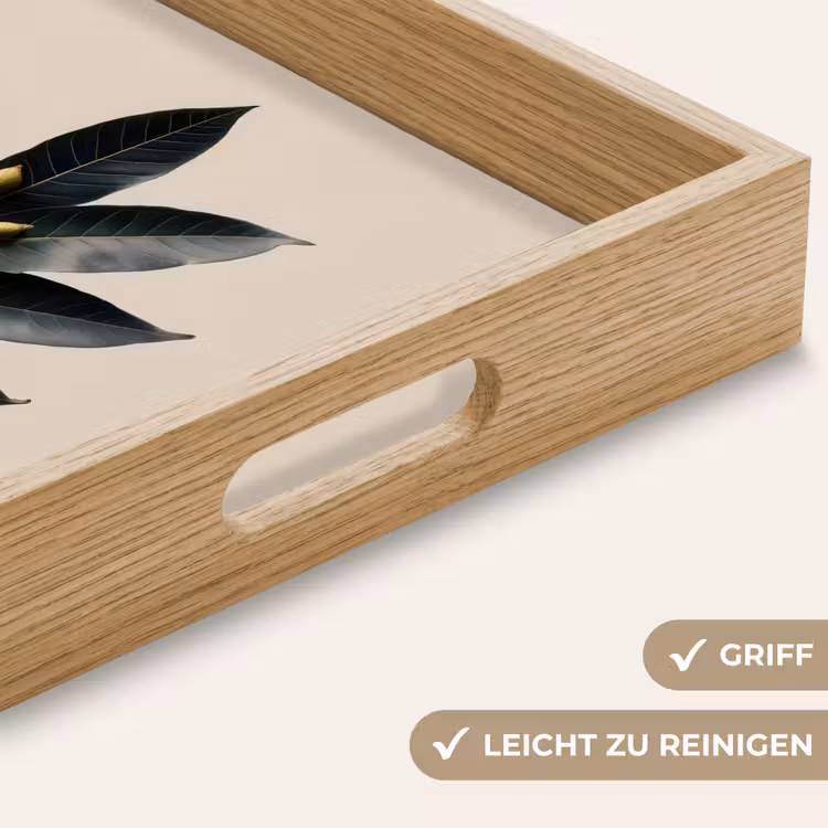 Laurierbladeren - Bloemknoppen - subtiel Dienblad Rechthoek middel -USP_HandgreepDE