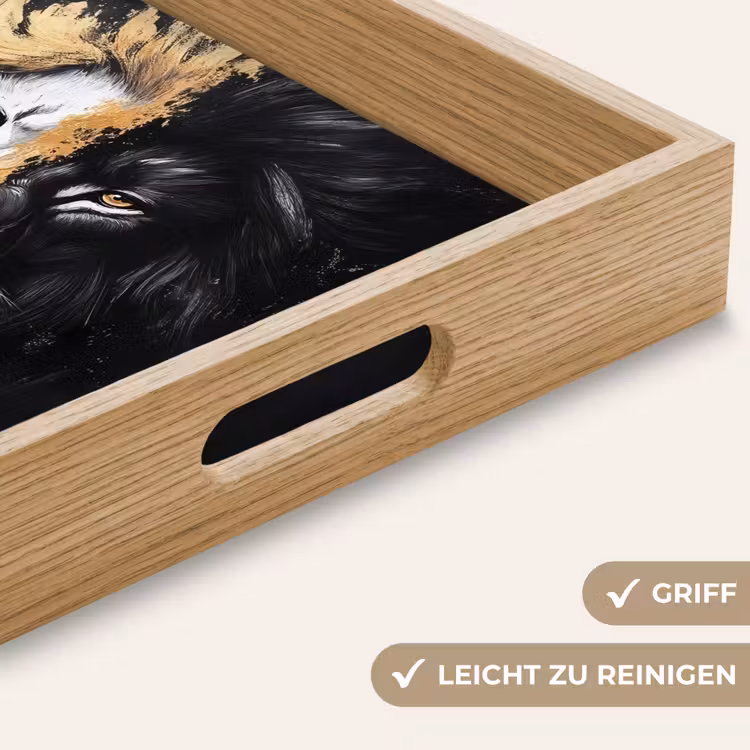 Leeuw - Gesplitst - Zwart - Lijn Dienblad Rechthoek middel -USP_HandgreepDE