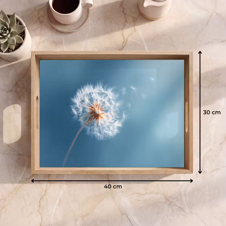 Paardenbloem - Wind - Blauw Dienblad Rechthoek middel -USP_Formaat