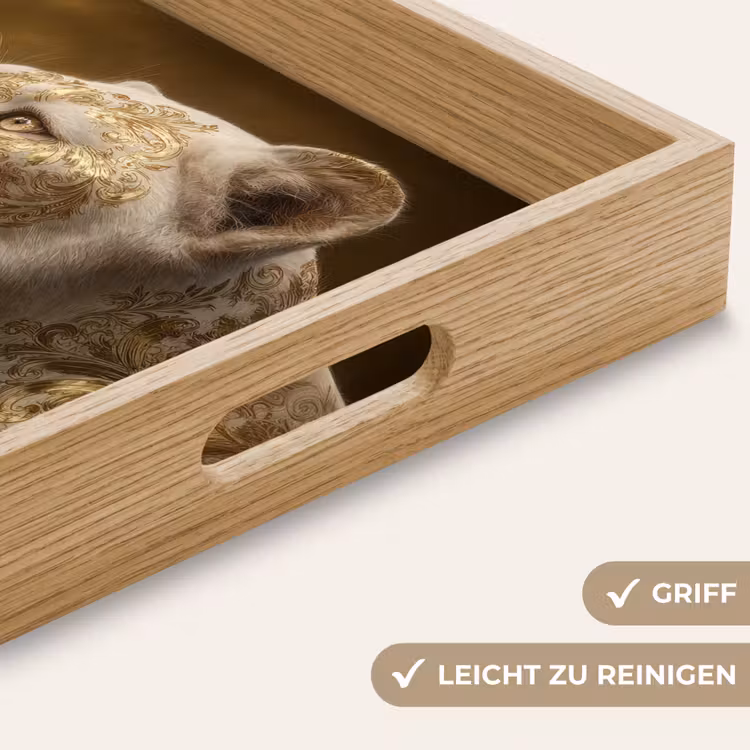 Leeuwin - Bloemen - Wit - Goud Dienblad Rechthoek middel -USP_HandgreepDE