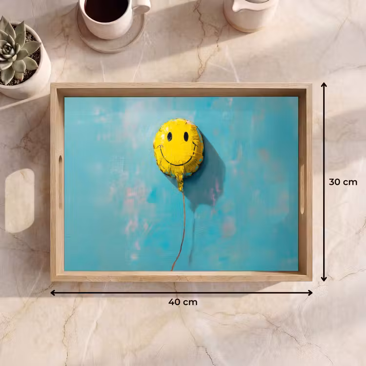 Ballon - Geel - Smiley Dienblad Rechthoek middel -USP_Formaat