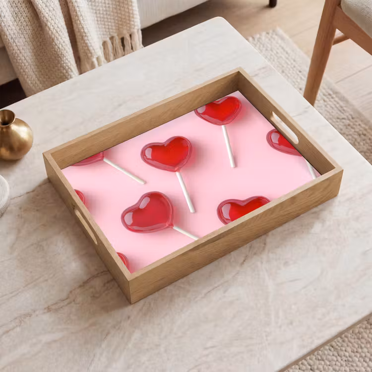 Lollies - Hartjes - Roze Dienblad Rechthoek middel -sfeer1