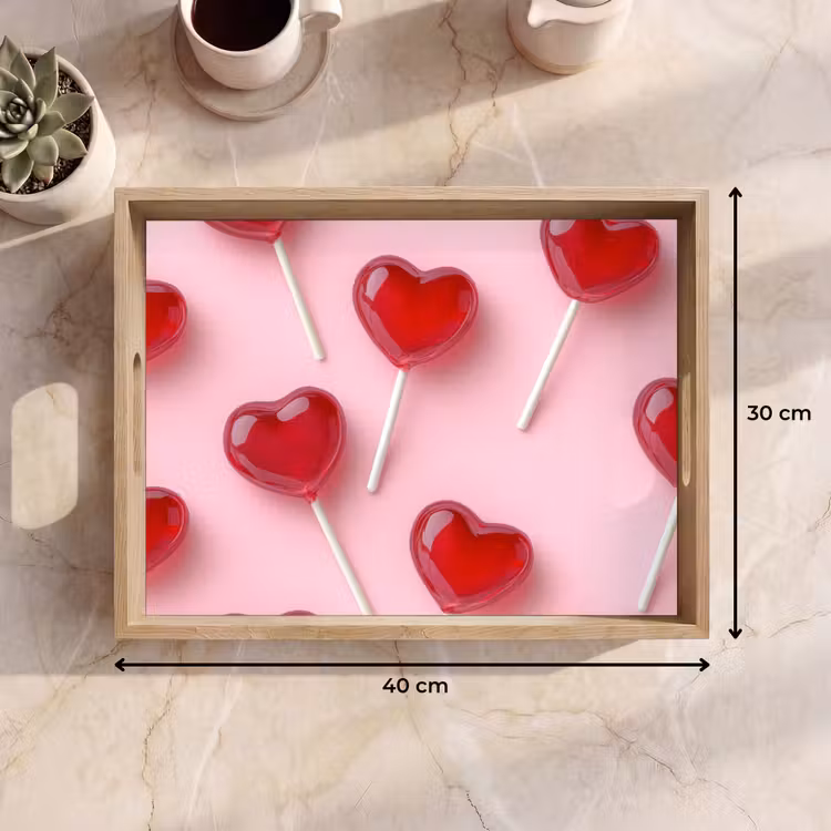 Lollies - Hartjes - Roze Dienblad Rechthoek middel -USP_Formaat
