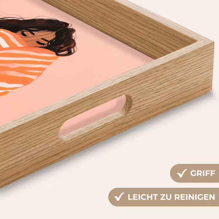 Meisje - Deken - Gestreept - Oranje Dienblad Rechthoek middel -USP_HandgreepDE