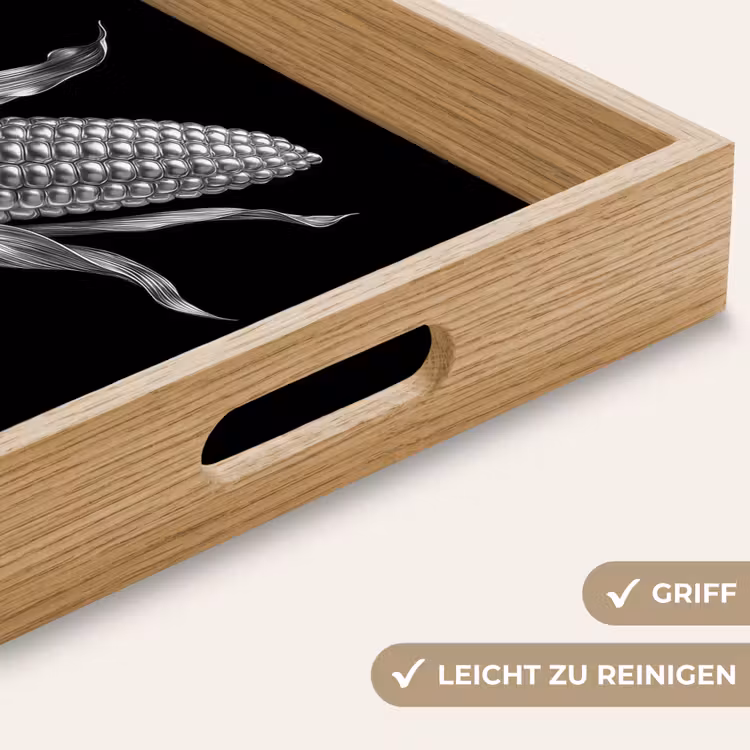 Maïskolf - Glanzend metaal - Elegant Dienblad Rechthoek middel -USP_HandgreepDE