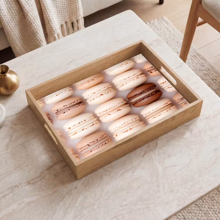 Macarons - Beige - Bruin Dienblad Rechthoek middel -sfeer1