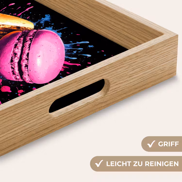 Macarons - Dessert - Graffiti - Kleurrijk - Roze - Blauw - Geel Dienblad Rechthoek middel -USP_HandgreepDE