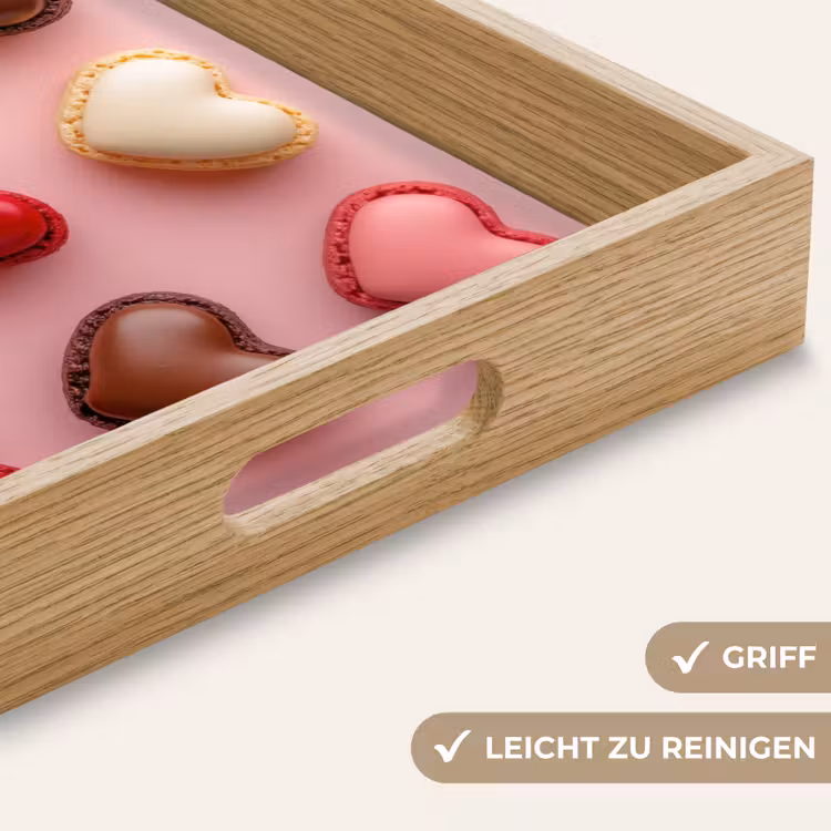 Macarons - Hartjes - Kleurrijk - Roze Dienblad Rechthoek middel -USP_HandgreepDE
