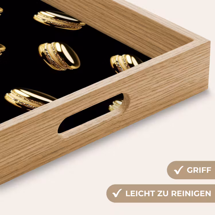 Macarons - Patroon - Goud - Zwart Dienblad Rechthoek middel -USP_HandgreepDE
