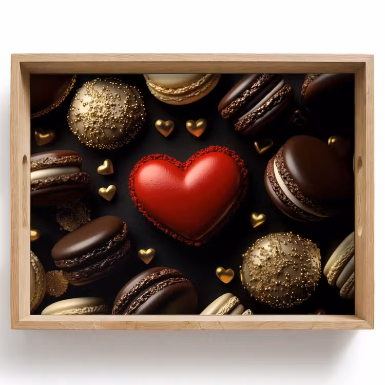 Macarons - Rood - Hart Dienblad Rechthoek middel -z3d_shopping
