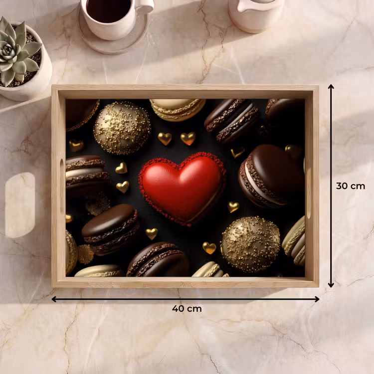 Macarons - Rood - Hart Dienblad Rechthoek middel -USP_Formaat