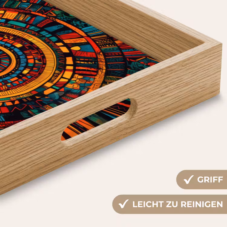 Mandala - Cirkels - Patronen Dienblad Rechthoek middel -USP_HandgreepDE