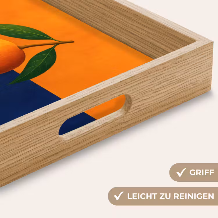 Mango - Vlakken - Bladeren - Oranje Dienblad Rechthoek middel -USP_HandgreepDE