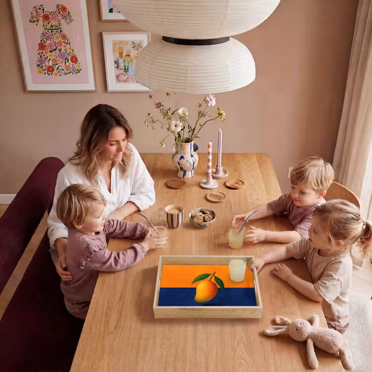 Mango - Vlakken - Bladeren - Oranje Dienblad Rechthoek middel -sfeer4