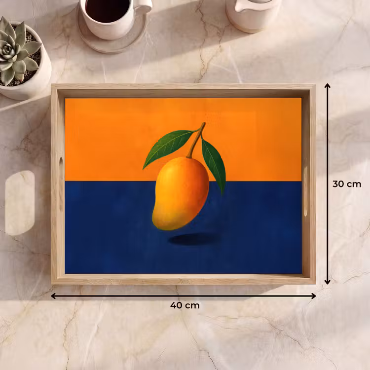 Mango - Vlakken - Bladeren - Oranje Dienblad Rechthoek middel -USP_Formaat
