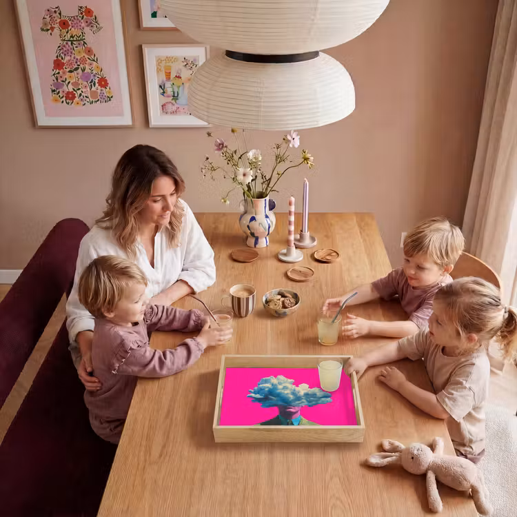 Man - Pak - Wolk - Roze Dienblad Rechthoek middel -sfeer4