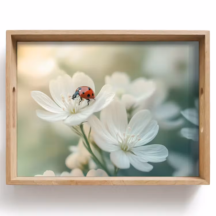 Lieveheersbeestje - Bloemen - Wit Dienblad Rechthoek middel -z3d_shopping
