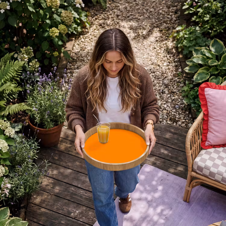 Marigold - Glow - Oranje Dienblad Rond middel 914 -sfeer5