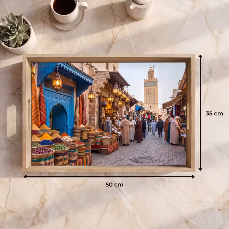 Tablett - Markt – Orientalisch – Farbenfroh - Markt - Oosters - Kleurrijk Dienblad Rechthoek middel