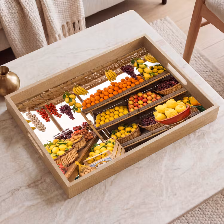 Tablett - Marktstand – Obst – Frisch - Marktkraam - Fruit - Vers Dienblad Rechthoek middel