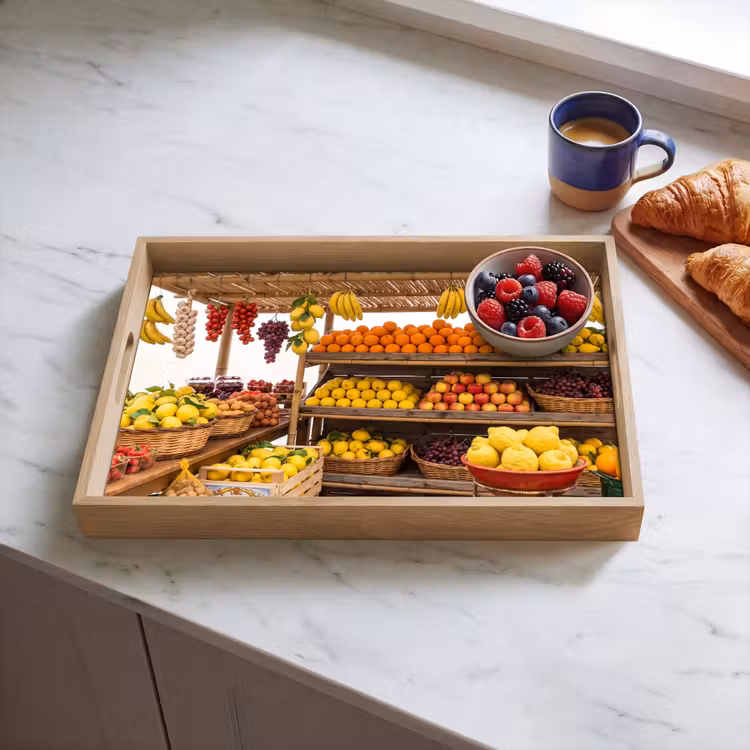 Tablett - Marktstand – Obst – Frisch - Marktkraam - Fruit - Vers Dienblad Rechthoek middel