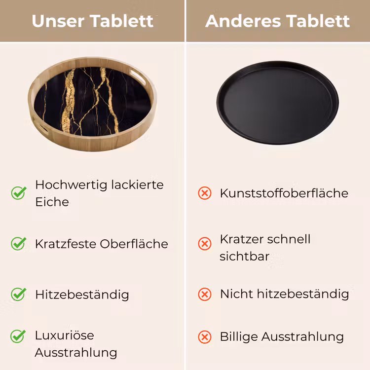 Marmer - Goud - Textuur - Abstract - Zwart Dienblad Rond middel -USP_VergelijkingDE