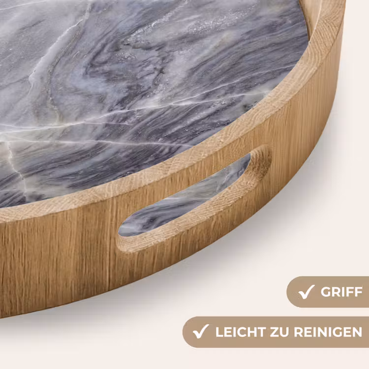 Marmer - Ader - Patroon - Abstract - Grijs Dienblad Rond middel -USP_HandgreepDE
