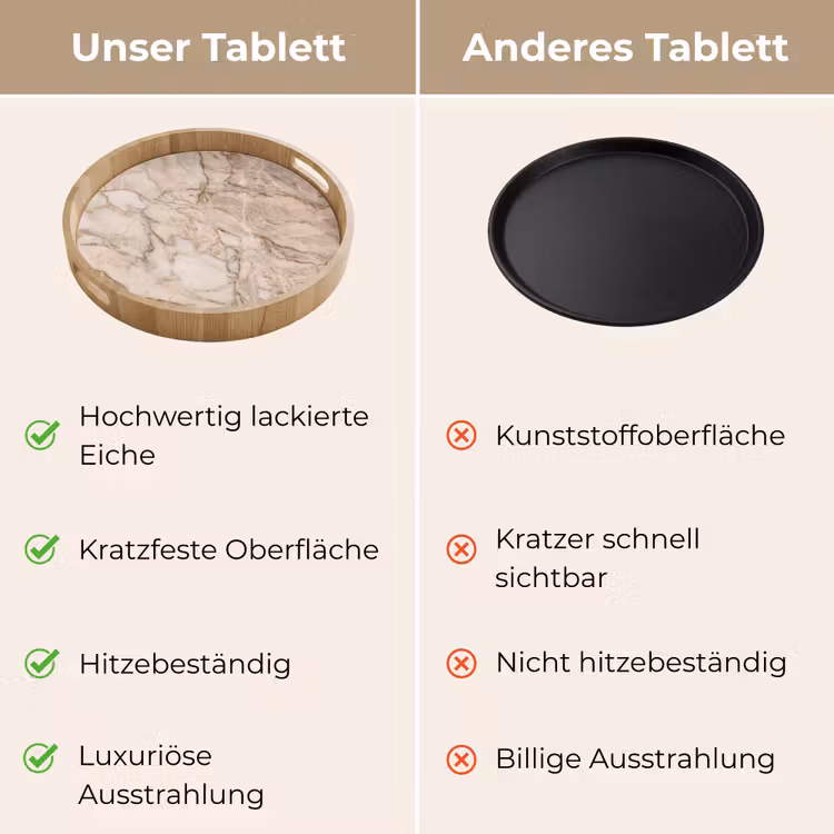 Marmer - Aderen - Textuur - Beige - Modern Dienblad Rond middel -USP_VergelijkingDE