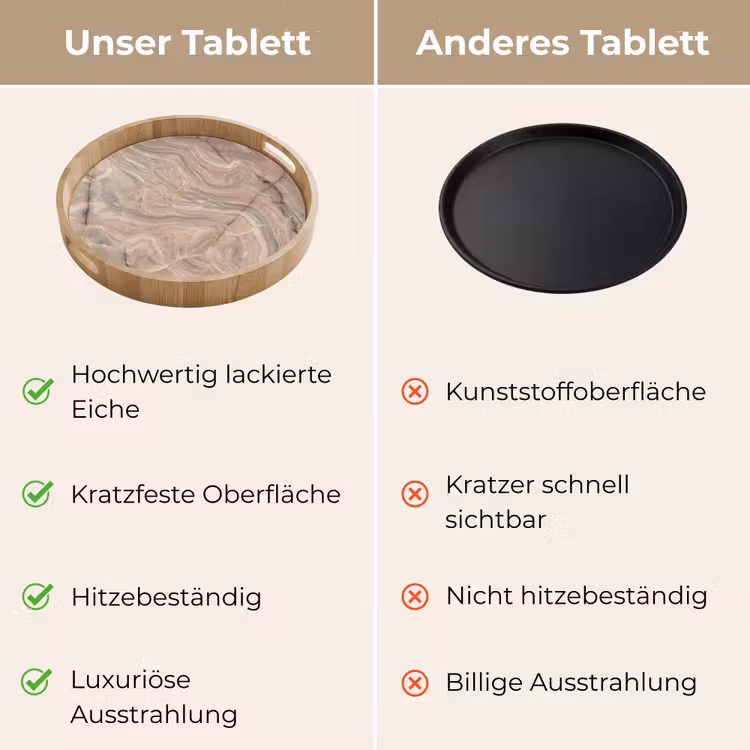 Marmer - Patroon - Abstract - Beige - Groen Dienblad Rond middel -USP_VergelijkingDE