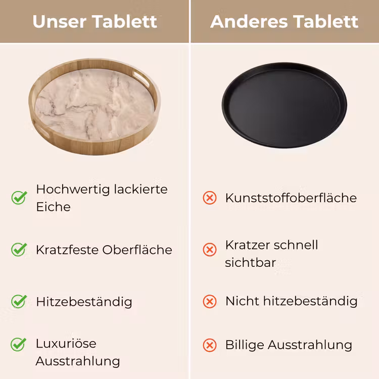 Marmer - Patroon - Abstract - Modern - Beige Dienblad Rond middel -USP_VergelijkingDE