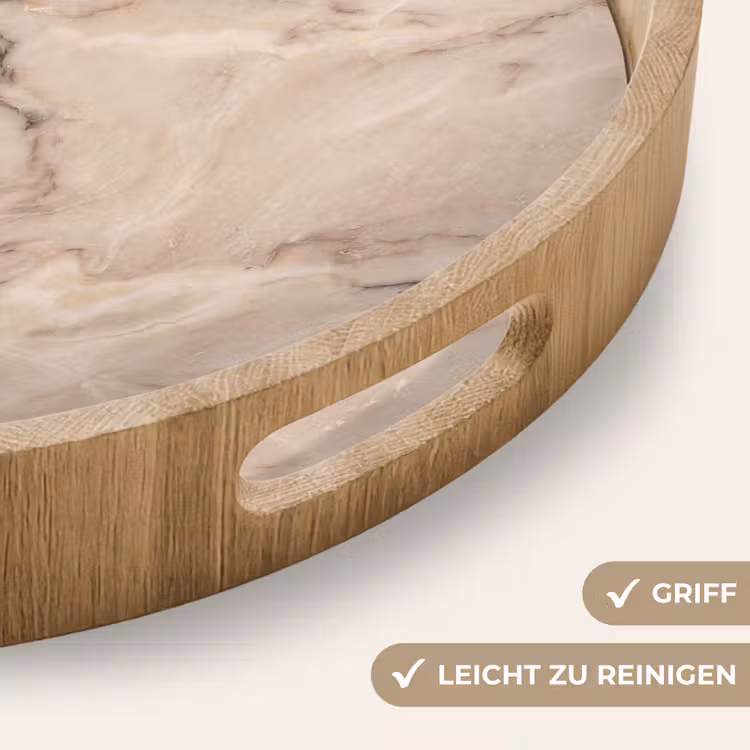 Marmer - Patroon - Abstract - Modern - Beige Dienblad Rond middel -USP_HandgreepDE