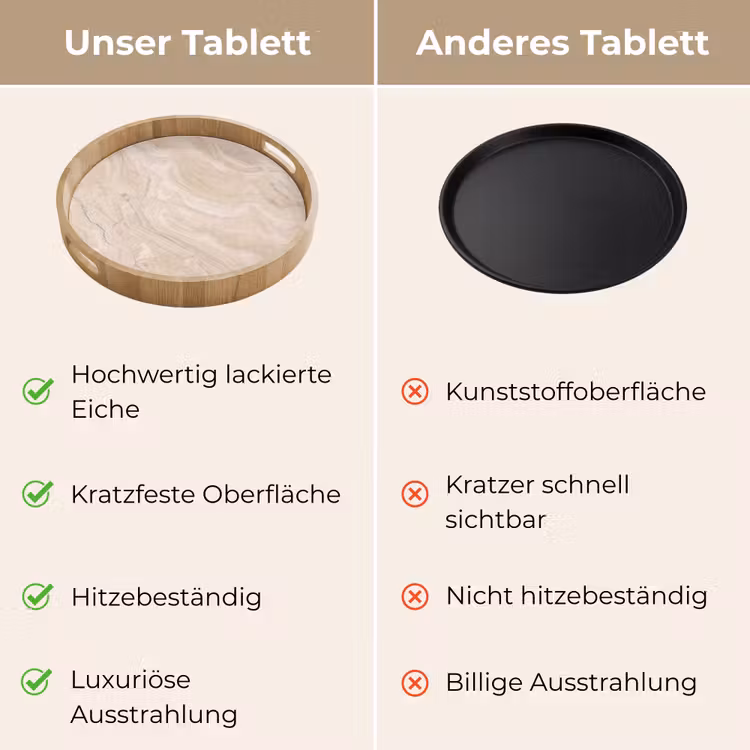 Marmer - Patroon - Beige - Steen - Abstract Dienblad Rond middel -USP_VergelijkingDE