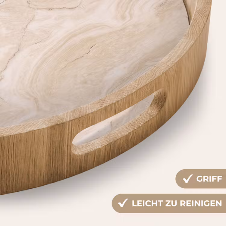 Marmer - Patroon - Beige - Steen - Abstract Dienblad Rond middel -USP_HandgreepDE