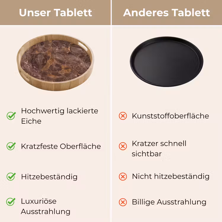 Marmer - Patroon - Natuur - Bruin - Goud Dienblad Rond middel -USP_VergelijkingDE