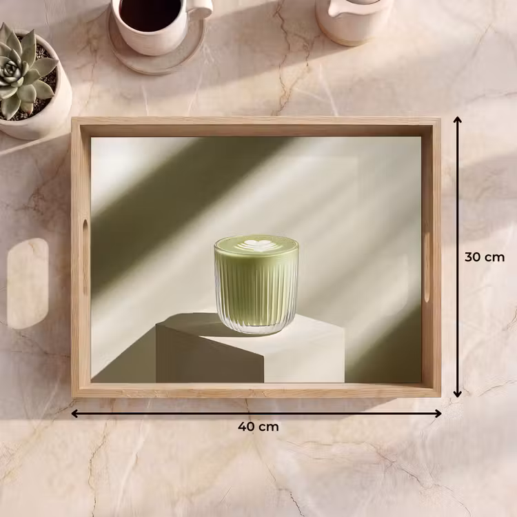 Matcha - Glas - Groen - Minimalistisch Dienblad Rechthoek middel -USP_Formaat