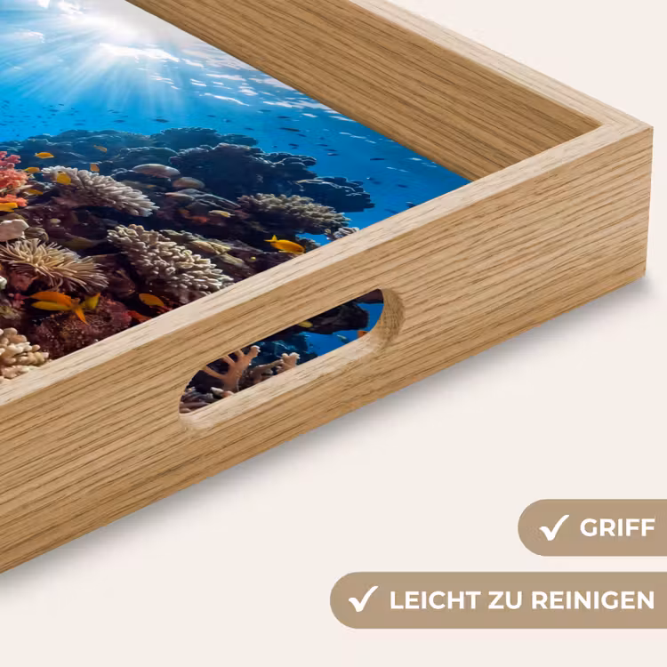 Zee - Koraalrif - Natuur - Levendig - Blauw Dienblad Rechthoek middel -USP_HandgreepDE