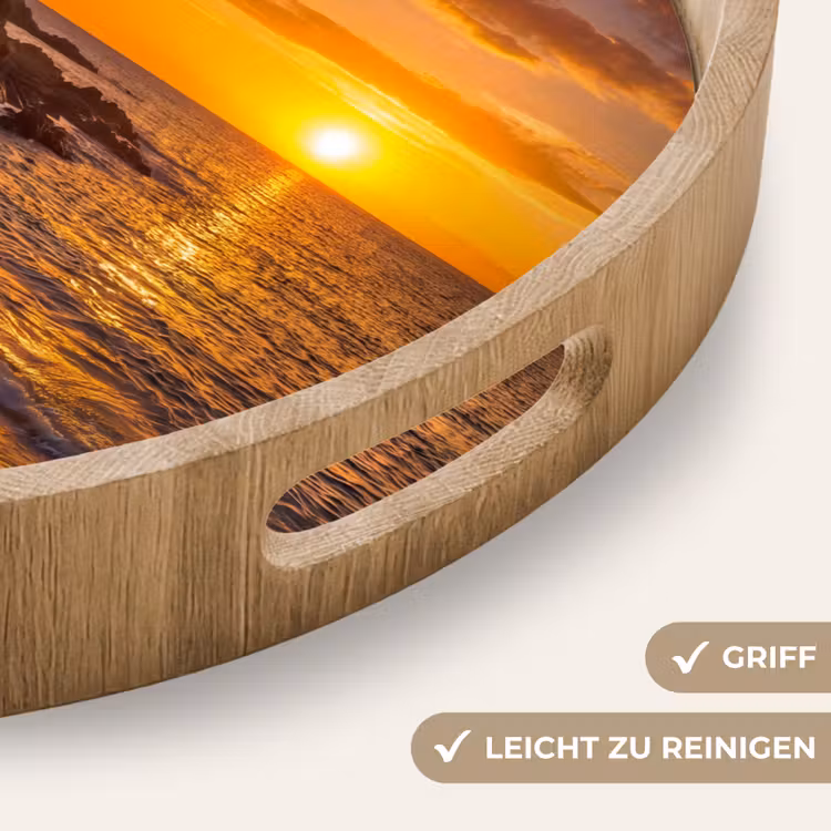 Zee - Kust - Zonsondergang - Natuur - Oranje Dienblad Rond middel -USP_HandgreepDE