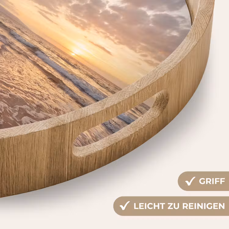 Zee - Kustlijn - Wolken - Landschap - Oranje Dienblad Rond middel -USP_HandgreepDE