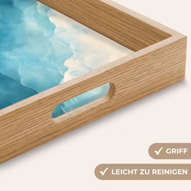 Zee - Silhouet - Abstract - Blauw Dienblad Rechthoek middel -USP_HandgreepDE