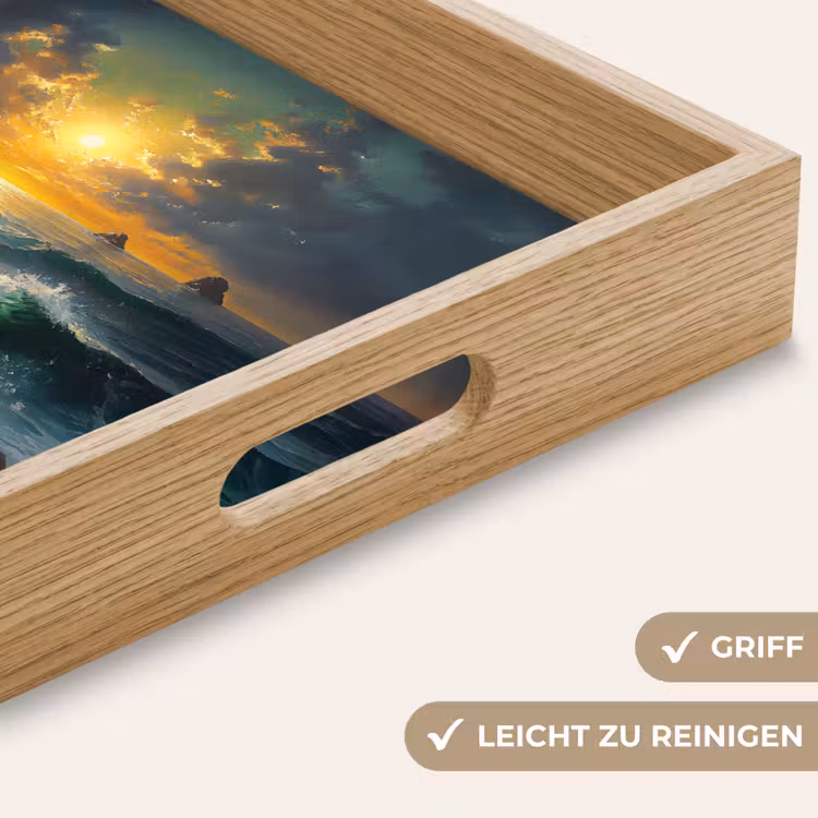Zee - Zon - Golven - Rotsen Dienblad Rechthoek middel -USP_HandgreepDE