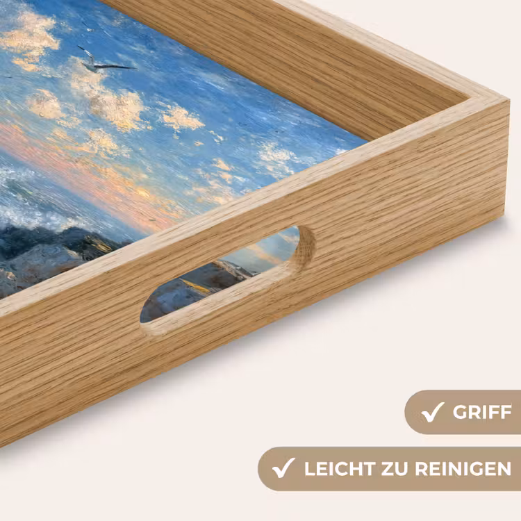 Zee - Golven - Rotsen - Meeuwen Dienblad Rechthoek middel -USP_HandgreepDE