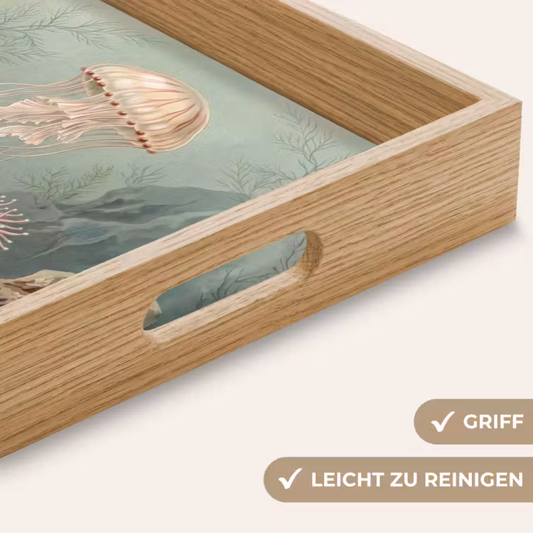Zeeleven - Kwal - Onderwater - Illustratie - Beige Dienblad Rechthoek middel -USP_HandgreepDE
