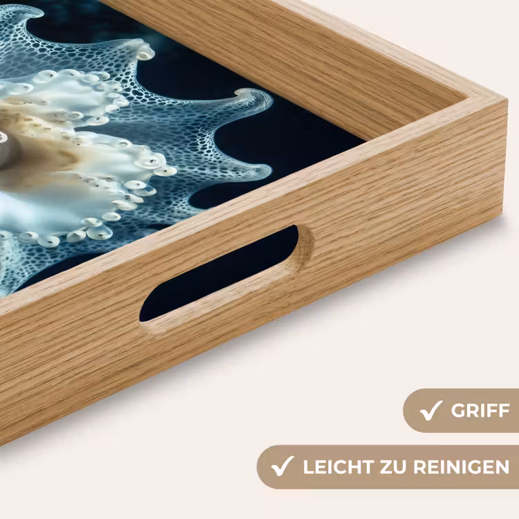 Zeewezen - Wit - Golven - Water Dienblad Rechthoek middel -USP_HandgreepDE