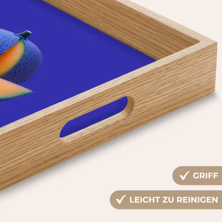Meloen - Blauw - Oranje - Kunstzinnig Dienblad Rechthoek middel -USP_HandgreepDE