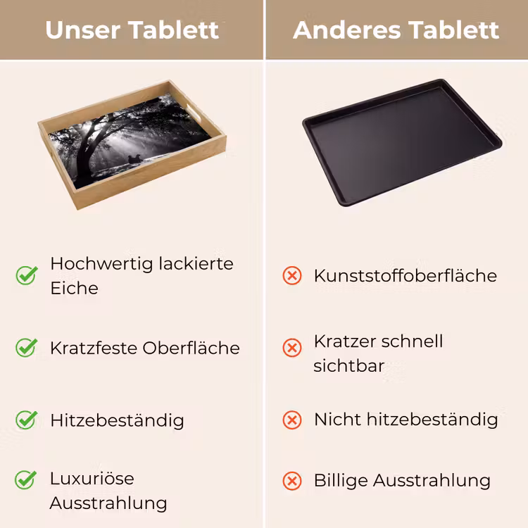 Mens - Hond - Natuur - Zwart-wit - Silhouet Dienblad Rechthoek middel -USP_VergelijkingDE