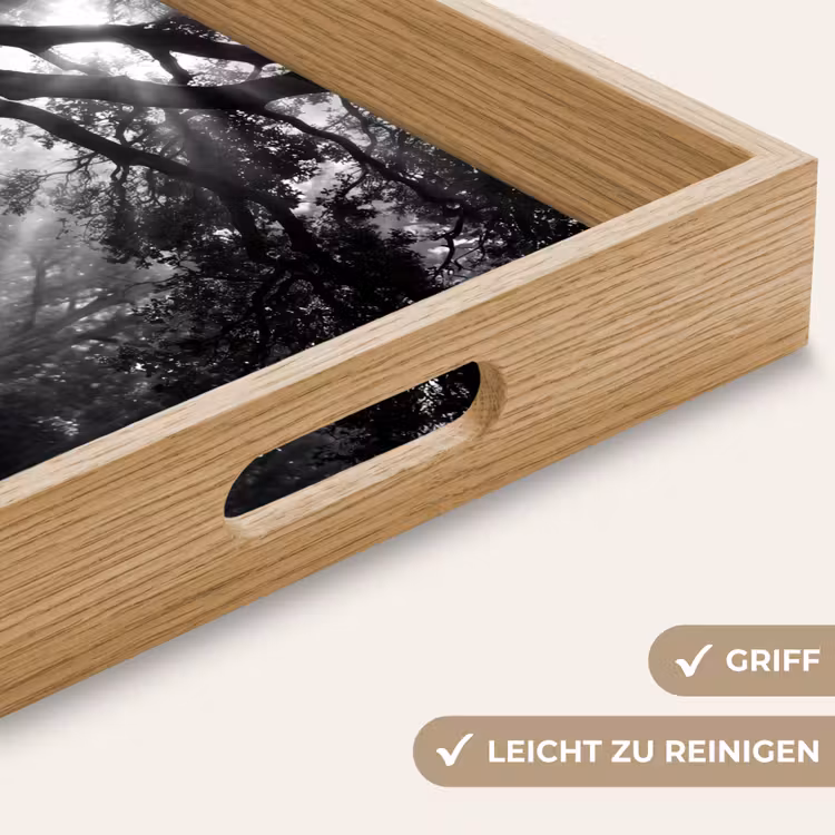 Mens - Hond - Natuur - Zwart-wit - Silhouet Dienblad Rechthoek middel -USP_HandgreepDE